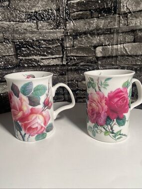 Roy Kirkham English Rose fine bone china mugs made in England.